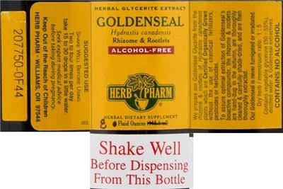 Photo of the Herb Pharm Goldenseal Alcohol-Free label