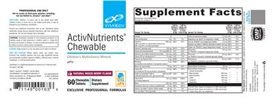 Photo of the XYMOGEN ActivNutrients Chewable Natural Mixed Berry Flavor label