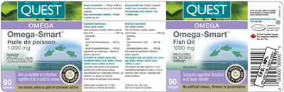 Photo of the Quest Omega-Smart Fish Oil 1000 mg label