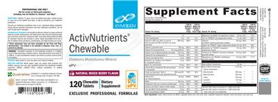 Photo of the XYMOGEN ActivNutrients Chewable Natural Mixed Berry Flavor label