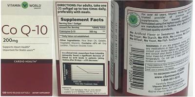 Photo of the Vitamin World Co Q-10 200 mg label