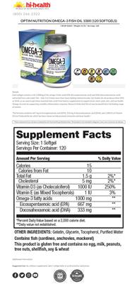 Photo of the Hi-Health Omega-3 Fish Oil 1000 label