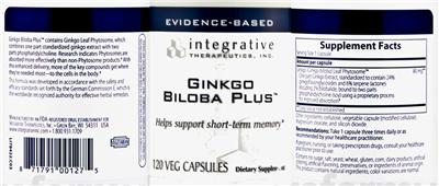 Photo of the Integrative Therapeutics Ginkgo Biloba Plus label