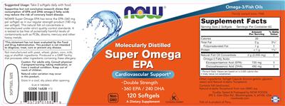 Photo of the NOW Super Omega EPA label