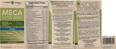 Photo of the Vitamin World Mega Vita Min Teens label