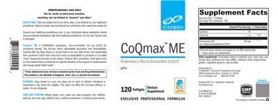 Photo of the XYMOGEN CoQmax ME label