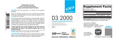 Photo of the XYMOGEN D3 2000 label