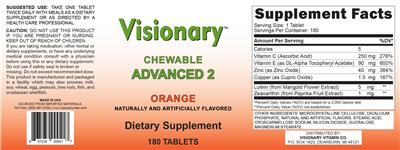 Photo of the Visionary Chewable Advanced 2 Orange label