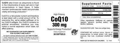 Photo of the Vitamer Laboratories High-Potency CoQ10 300 mg label