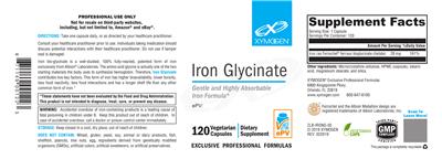 Photo of the XYMOGEN Iron Glycinate label