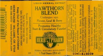 Photo of the Herb Pharm Hawthorn Blend label