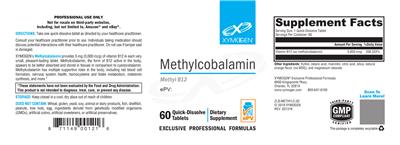 Photo of the XYMOGEN Methylcobalamin label