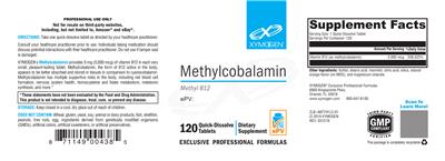 Photo of the XYMOGEN Methylcobalamin label