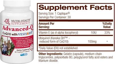 Photo of the Nutri-Health Supplements Advanced-Q label
