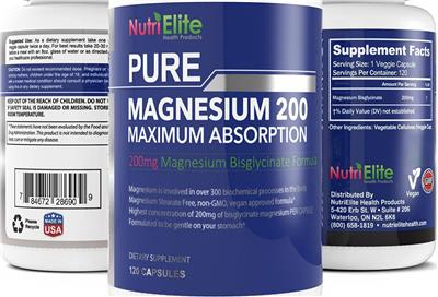 Photo of the NutriElite Health Products Pure Magnesium 200 label