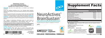Photo of the XYMOGEN NeuroActives BrainSustain label