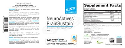 Photo of the XYMOGEN NeuroActives BrainSustain label