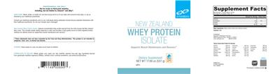 Photo of the XYMOGEN New Zealand Whey Protein Isolate label