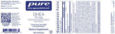 Photo of the Pure Encapsulations DHEA 10 mg label