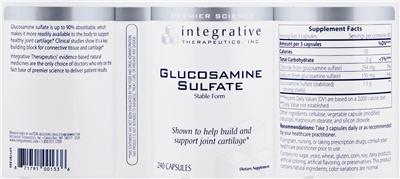 Photo of the Integrative Therapeutics Glucosamine Sulfate Stable Form label