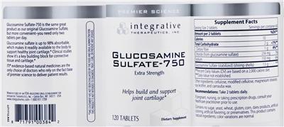 Photo of the Integrative Therapeutics Glucosamine Sulfate-750 Extra Strength label