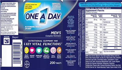 Photo of the Bayer One A Day Men's Complete Multivitamin label