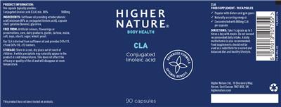 Photo of the Higher Nature CLA label