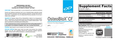 Photo of the XYMOGEN OsteoBloX CF label