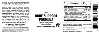 Photo of the Vitamer Laboratories Vegan Bone Support Formula label