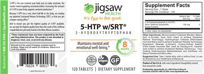 Photo of the Jigsaw Health 5-HTP w/SRT label