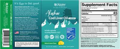 Photo of the Jigsaw Health Alaskan Cod Liver Oil Natural Lemon Flavor label