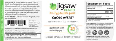 Photo of the Jigsaw Health CoQ10 w/SRT label