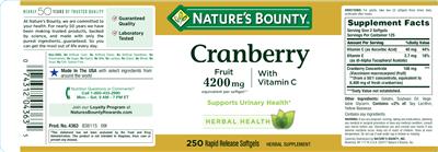 Photo of the Nature's Bounty Cranberry with Vitamin C label