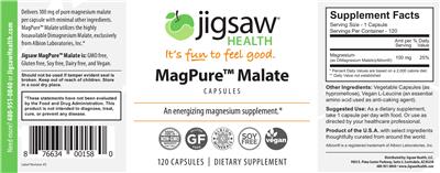 Photo of the Jigsaw Health MagPure Malate label