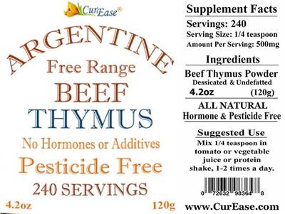 Photo of the CurEase Argentine Free Range Beef Thymus label