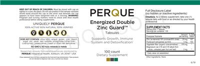 Photo of the Perque Energized Double Zinc Guard Tabsules label