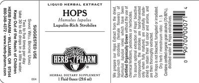 Photo of the Herb Pharm Hops label