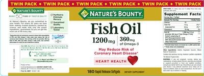 Photo of the Nature's Bounty Fish Oil 1200 mg label
