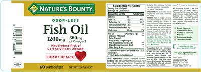 Photo of the Nature's Bounty Fish Oil 1200 mg label