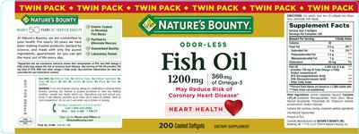 Photo of the Nature's Bounty Fish Oil 1200 mg label
