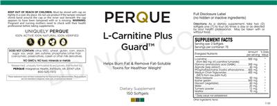 Photo of the Perque L-Carnitine Plus Guard label