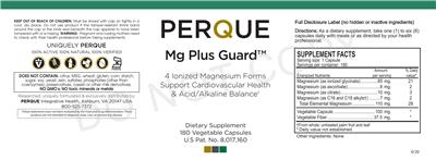 Photo of the Perque Mg Plus Guard label