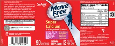 Photo of the Schiff Move Free Super Calcium Plus Magnesium and Vitamin D3 label
