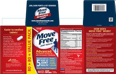 Photo of the Schiff Move Free Advanced Plus MSM & Vitamin D3 label