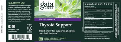Photo of the Gaia Herbs Thyroid Support label