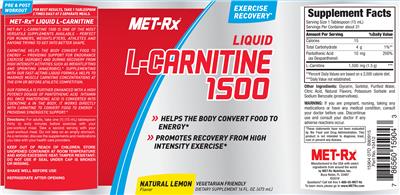 Photo of the MET-Rx Liquid L-Carnitine 1500 Natural Lemon Flavor label