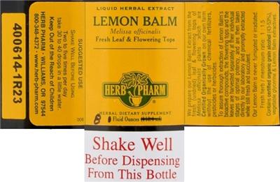 Photo of the Herb Pharm Lemon Balm label
