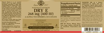 Naturally Sourced Dry E 268 mg (400 IU) のラベル画像（NIH DSLD）