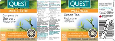 Photo of the Quest Green Tea Phytosome Complex label