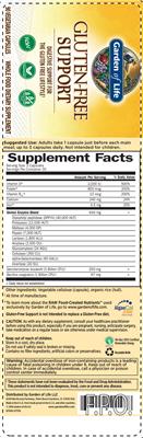 Photo of the Garden of Life Gluten-Free Support label